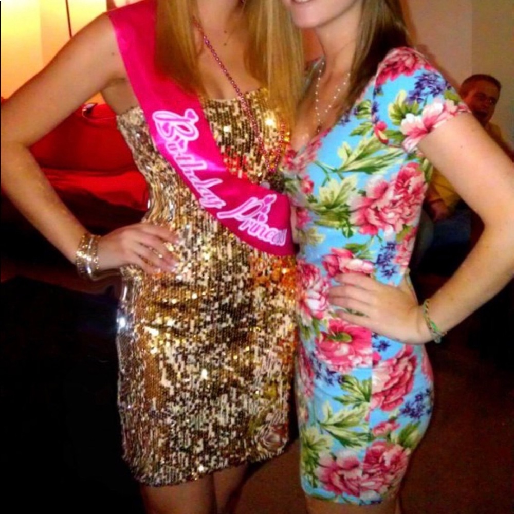 Gold Sparkle Sequin Strapless Party Dress medium